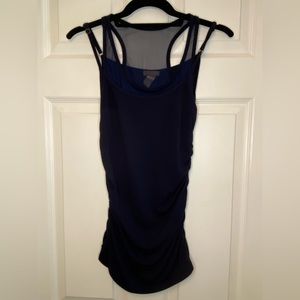 Navy Mesh and Cotton tank